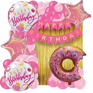 Donut Theme Foil Balloon for Birthday Decoration Kit Pack of 58For Kids BirthdayTheme Party Decoration Happy Birthday Party Supplies Party Purpose House Party Decoration.