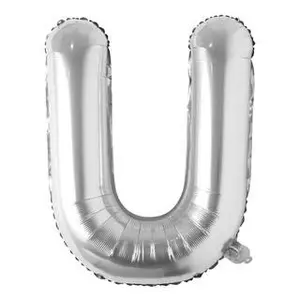 30 inch U Alphabet Silver Foil Balloon
