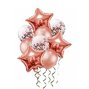 Rose Gold 9PCS/Set Birthday Balloon Set Confetti Star Latex Foil Balloon Garlands for Wedding Decoration Birthday Party Decorations Kids Adults Balloons