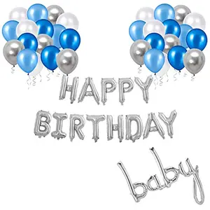 Happy Birthday Baby Latter Foil Balloon with Latex Balloon Set with Latex Balloon for Baby Birthday Decoration kit