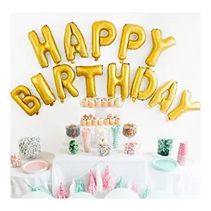 Happy Birthday Letters Foil Toy Balloons Golden (Pack of 13 Letters)