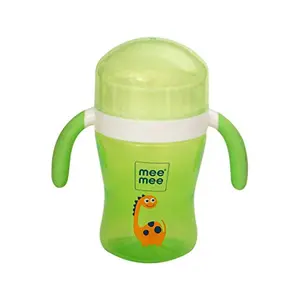 Mee Mee BPA Free 2 in 1 Convertible Sipper Cup with Soft Spout & Straw Anti-Leak Detachable Handle for Babies/Toddlers/Kids 240ml Green (Silicone)
