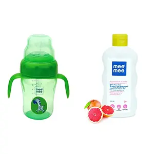Mee Mee 210ml 2 in 1 Spout and Straw Sipper Cup (Green) Mild Baby Shampoo with Fruit Extracts 500ml