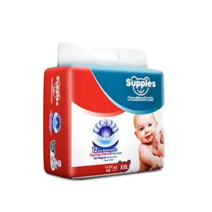 Supples Premium Diapers XX-Large (XXL) 42 Count 15-25 Kg 12 hrs Absorption Baby Diaper Pants