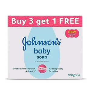 Johnson's Baby Soap For Bath Combo Offer Pack 100g (Buy 3 Get 1 Free)