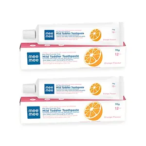 Mee Mee Fluoride-Free Baby Tooth paste for Kids & toddlers Fortified with Triple Calcium Phosphate Cavity Protection Oral Care Best for Baby 1 year + 70 gram (Orange Pack of 2)