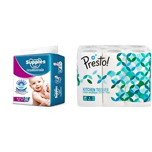 Supples Regular Baby Pants XL Size Diapers (54 Count) - Presto! 2 Ply Kitchen Tissue Paper Roll - 60 Pulls (Pack of 6)