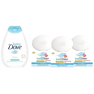 Baby Dove Rich Moisture Bar 75 g (Pack of 3) & Baby Dove Rich Moisture Nourishing Baby Lotion 400ml