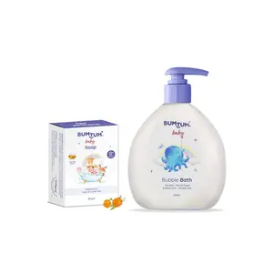 Bumtum Paraben Free Baby Soap 50Gram (Pack of 1) & Baby Bubble Bath (200 ML) Combo