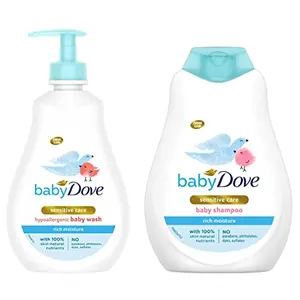 Baby Dove Rich Moisture Hair to Toe Baby Wash 400 ml & Rich Moisture Shampoo 400ml Combo
