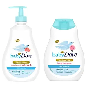 Baby Dove Rich Moisture Hair to Toe Baby Wash 400 ml & Rich Moisture Shampoo 200 ml Combo