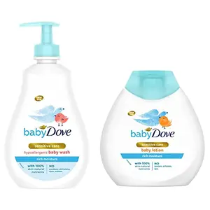 Baby Dove Rich Moisture Hair to Toe Baby Wash 400 ml & Rich Moisture Nourishing Baby Lotion (200ml) Combo
