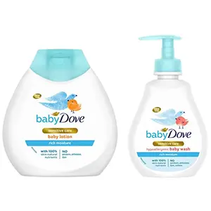 Baby Dove Rich Moisture Hair to Toe Baby Wash 200 ml & Rich Moisture Nourishing Baby Lotion (200ml) Combo