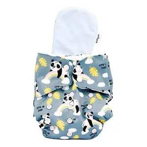 Bumtum 0 to 3 Years Baby Freesize Ultrahygiene Waterproof Baby Panda Extra Soft Cloth Diaper 5hrs Absorbency |Washable & Reusable Diaper and Cotton Soaker
