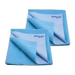 Bumtum Baby Dry Sheet Waterproof Soft Fleece Baby Bed Protector | Anti - Bacterial & Odour Free | Extra Absorbant Reuseable & Washable (Aqua Blue Small Size 50 * 70cm Pack of 2)