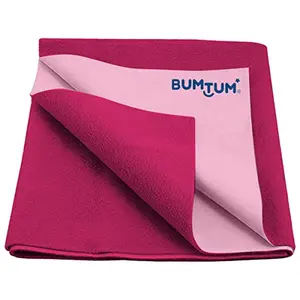 Bumtum Dry Sheet Instadry Leakproof Baby Bed Protector | Large Size 100 * 140cm | Pack of 1 | Hot Pink