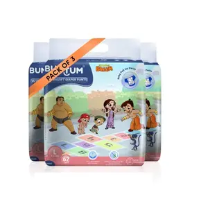Bumtum Chota Bheem Large Baby Diaper Pants Leakage Protection Infused With Aloe Vera Cottony Soft High Absorb Technology (Pack of 3 62 Pcs. per pack)