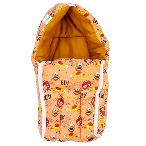 BUMTUM 0-6 Months New Born Baby Unisex Cotton Carry Bag/Sleeping Bag 3 in 1 Baby Bed Carry Nest for Infant Air Print (Orange)