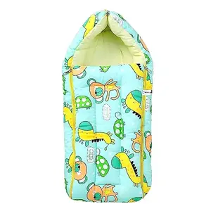 BUMTUM 0-6 Months New Born Baby Unisex Cotton Carry Bag/Sleeping Bag 3 in 1 Baby Bed Carry Nest for Infant Teddy Girrafe (Sea Blue)