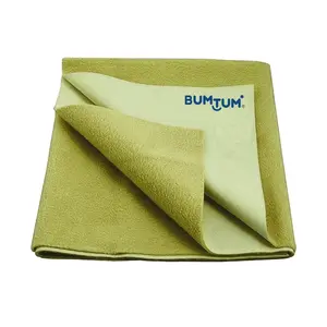 Bumtum Baby Dry Sheet Waterproof Soft Fleece Baby Bed Protector | Anti - Bacterial & Odour Free | Extra Absorbant Reuseable & Washable (Olive Large Size 100 * 140cm Pack of 1)