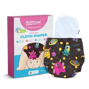 Bumtum 0 to 3 Years Baby Freesize Ultrahygiene Waterproof Wonderland Extra Soft Cloth Diaper 5hrs Absorbency |Washable & Reusable Diaper and Cotton Soaker