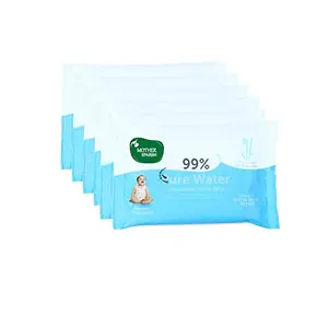Mother Sparsh Thick Fabric Baby Water Based (Unscented) Wipe (Blue 10 Wipes) - Pack of 6