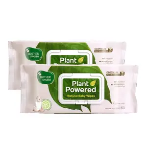 Mother Sparsh Natural Care Baby Wipes I 100% Plant Made Fabric From Forest Land | Fresh + Cleanse (with Cucumber) Plant Powered Wet Wipes For Baby I Cotton Cloth Like Bigger Sheets | 60 Pcs (Pack of 2)