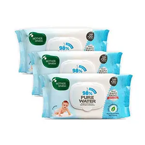 Mother Sparsh 98% Water Based Baby Wipes I Plant made Wet Wipes I 80 Pcs wipes with lid Pack of 3