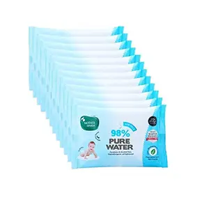 Mother Sparsh Cotton Scented Water Plant Fabric Biodegradable Wipe|Blue 15 pcs/Pack (Pack of 12)