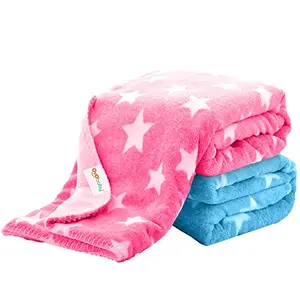 OYO BABY Newborn Baby Blankets All Season Fluffy 2 Layered AC Wrapping Baby Blanket for Baby Boys and Baby Girls Toddlers 100cm x 75cm 0-12 Months | Reversible Blanket (Baby Pink & Blue)