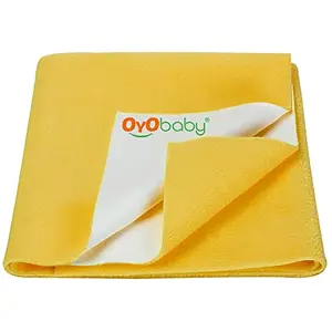 OYO BABY - Baby Dry Sheet for New Born Babies | Infant Waterproof Bed Protector Sheet for Baby | Mattress Pads | Quickly Dry Super Soft Reusable Mat (Single Bed-(72" X 36") Yellow)