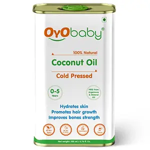 OYO BABY Kachi Ghani Pure Oil |Cold Pressed |Best for bone Developmemt and healthy muscles | Nourishes skin and Hair (Coconut 200 ml (Pack of 1))