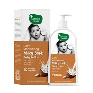 Mother Sparsh Milky Soft Baby Lotion with Milk Protein Coconut Oil & Shea Butter | For 24Hrs Moisturization | 400ml