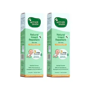 Mother Sparsh Natural Insect Repellent for Babies Herbal Armor 100% Protection from Mosquitoes Fleas and Ants 100 ml (Pack of 2)
