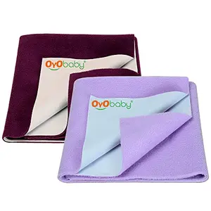 OYO BABY Waterproof Baby Bed Protector Dry Sheets for New Born Babies | Reusable Mats | Cot & Bassinet Gift Pack (Gift Pack 2 (70cm X 50cm) Plum + Voilet)