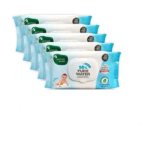 Mother Sparsh 98% Water Based Baby Wipes I Plant made Baby Wet Wipes  I 80 Pcs- Pack of 5