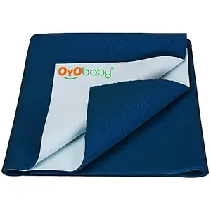 OYO BABY Waterproof Quick Dry Sheet for Baby| Bed Pad | Baby Bed Protector Sheet for Toddler Children (Medium (100cm x 70cm) Dark Sea Blue)