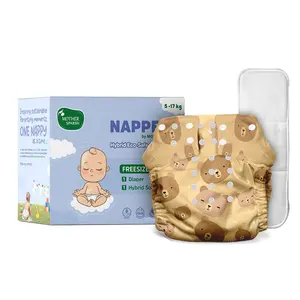 NAPPERS by Mother Sparsh Free Size Cloth Diaper for Babies | Washable & Reusable | with 1200+ GSM Dry Feel Absorbent Soaker Pad | (Teddy Tales)