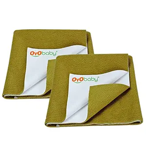 OYO BABY - Instadry Anti-Piling Fleece Extra Absorbent - Quick Dry Sheet for Baby - Baby Bed Protector - Waterproof Baby Sheet - Small(70x50 Cm)- Pack of 2 - Gold