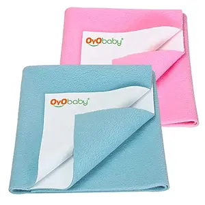 OYO BABY - Baby Water Resistant Dry Sheet - Baby Dry Sheets Extra Washable - Dry Mats for Baby - Waterproof Baby Sheets Medium Size Combo - (100x70 Cm)- Pink + Blue