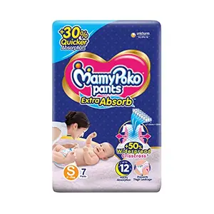 MamyPoko Pants Extra Absorb Baby Diapers Small (S) 7 Count 4-8 kg