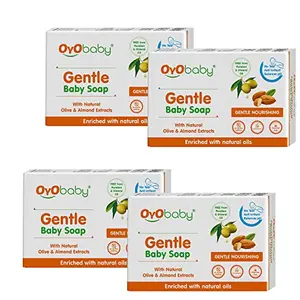 OYO BABY Gentle Baby Soap - Bathing Bar | For Baby Sensitive Skin | Gentle Cleansing Skin-friendly 75gm (Pack of 4)