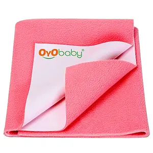 OYO BABY Waterproof Quick Dry Sheet for Baby| Bed Pad | Baby Bed Protector Sheet for Toddler Children (Small (50cm x 70cm) Salmon Rose)