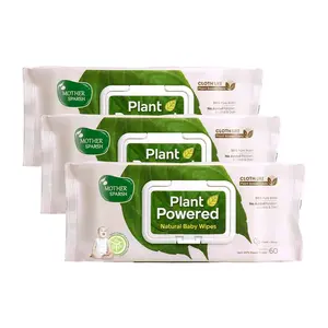Mother Sparsh Natural Care Baby Wipes I 100% Plant Made Fabric From Forest Land | Fresh + Cleanse (with Cucumber) Plant Powered Wet Wipes For Baby I Cotton Cloth Like Bigger Sheets | 60 Pcs (Pack of 3)