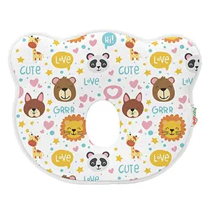 OYO BABY Memory Foam Baby Head Shaping Pillow Baby Pillow for Preventing Flat Head Syndrome 25 cm X 21 cm X 4.2 cm 0months+ Animal Print