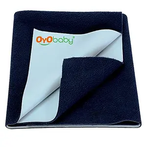 OYO BABY Waterproof Quick Dry Sheet for Baby| Bed Pad | Baby Bed Protector Sheet for Toddler Children (Large (140cm x 100cm) Dark Blue)