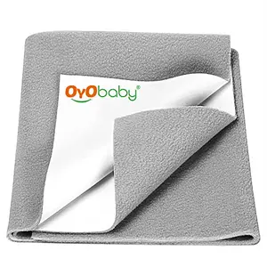 OYO BABY Waterproof Quick Dry Sheet for Baby| Bed Pad | Baby Bed Protector Sheet for Toddler Children (Large (140cm x 100cm) Grey)