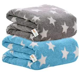OYO BABY New Born Super Soft Baby Blanket for Babies (100 x 75 Cm Star Blue & Grey Lightweight) All Season | 0-12 Months | Sleeping Bag | Nursing Baby Gifts
