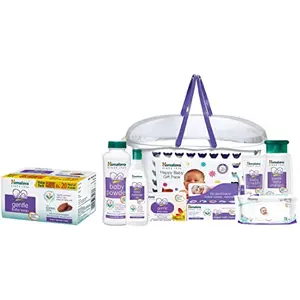 Himalaya Baby Gift Pack BasketPack of 1 SetWhite & Himalaya Gentle Baby Soap Value Pack 4 * 75g