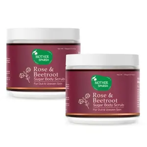 Mother Sparsh Rose & Beetroot Exfoliating Sugar Body Scrub for Dull & Uneven Skin Pack of 2 (100g Each)